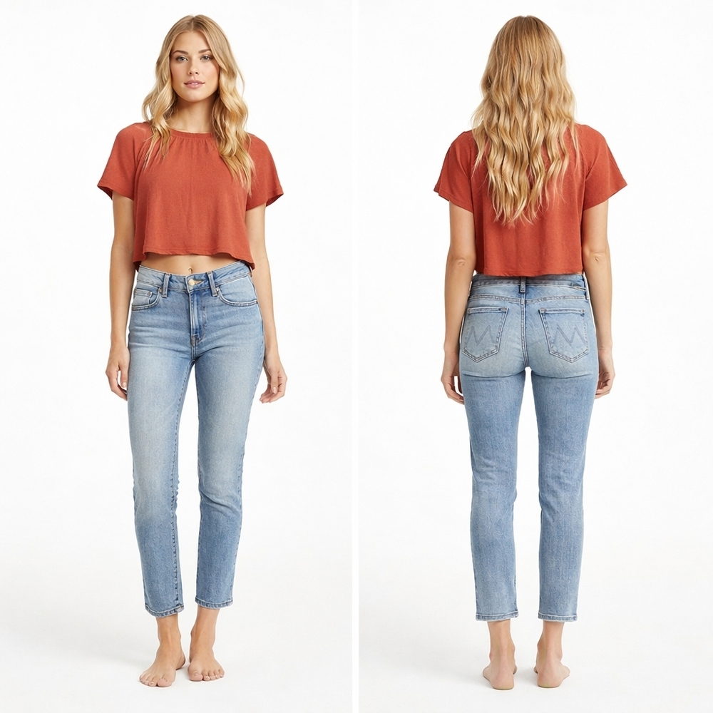 MOTHER Light Blue Straight-Leg Jeans